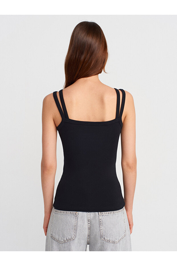 21105 Çift Askılı Atlet-Siyah - 2