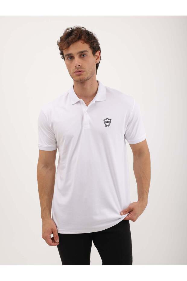 Men's Regular Fit Polo Neck Interlock T-Shirt
