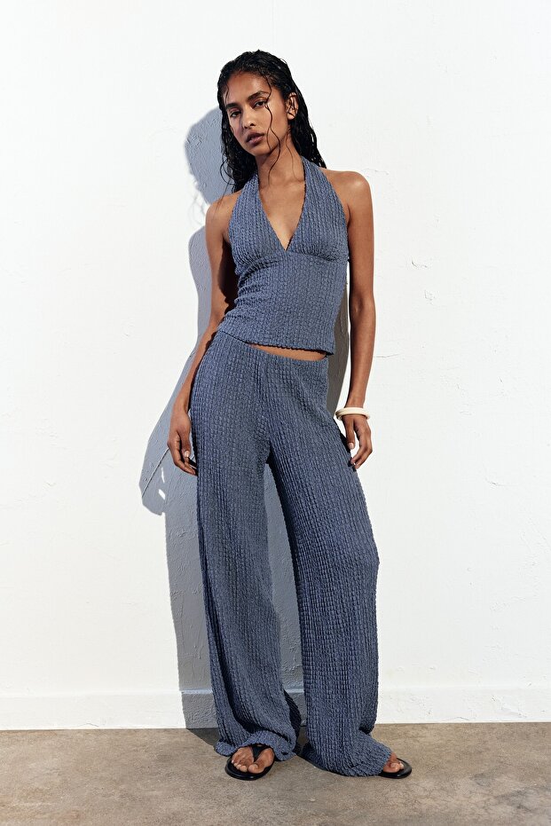 Kırışık efektli rustik pantolon - 1