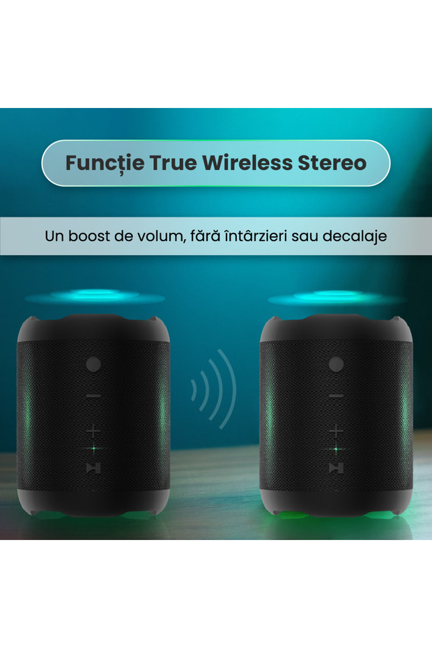 Zimmo® 360° portable speaker, Bluetooth 5.1, FM Radio, 5 playback modes, Autonomy up to 10h, Black - 7