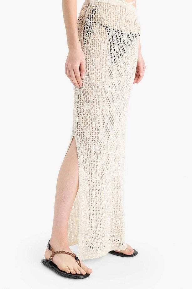 Regular Fit Ajurlu Triko Maxi Plaj Eteği-Fall in Love B6888AX25SP - 6