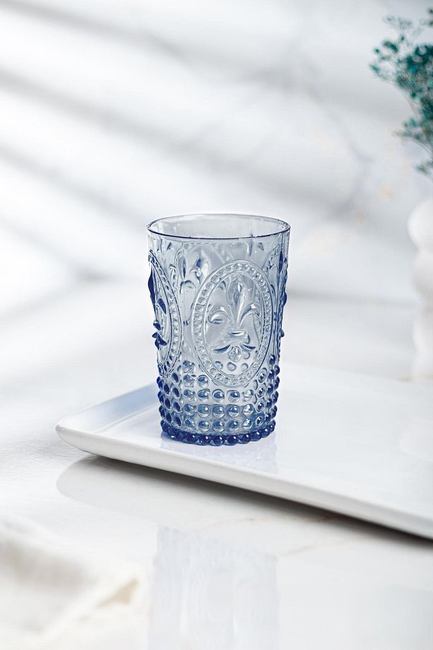 Akrilik Lacivert Tekli Kısa Bardak & Su Meşrubat Kahve Yanı Bardağı 400 ml ( Cam Değildir ) - 2