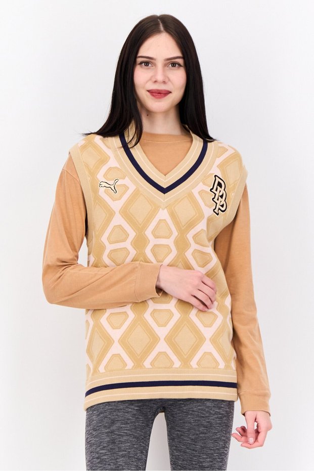 x Dapper Dan Women Sportswear Fit Outdoor Sweater Vest, Tan
