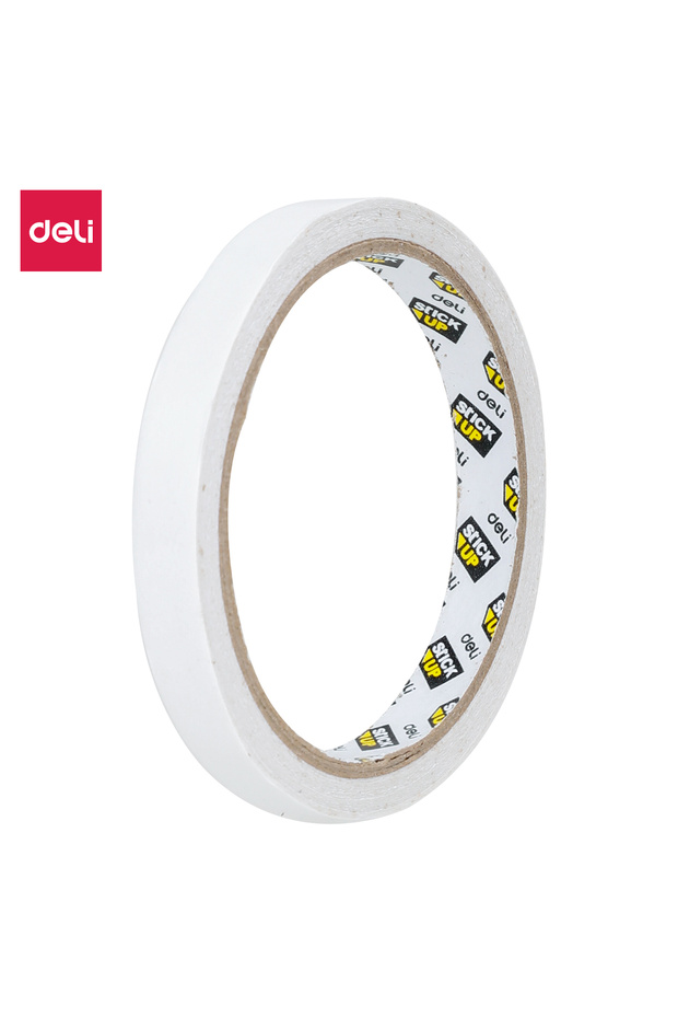 Deli Double sided tape, 10 Metre,12 mm Easy to peel & Tear Strong Multipurpose tape, 3 set of rolls