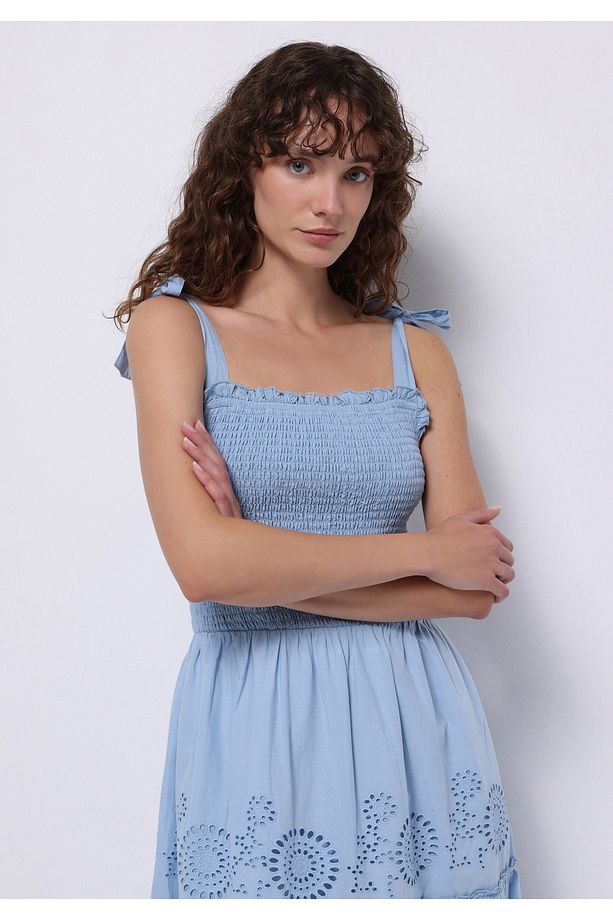Regular Fit Kadın Mavi Elbise - 3