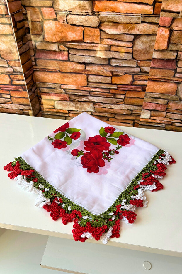 Handcrafted Writing Grape Embroidered Scarf Cheesecloth Dowry Holder
