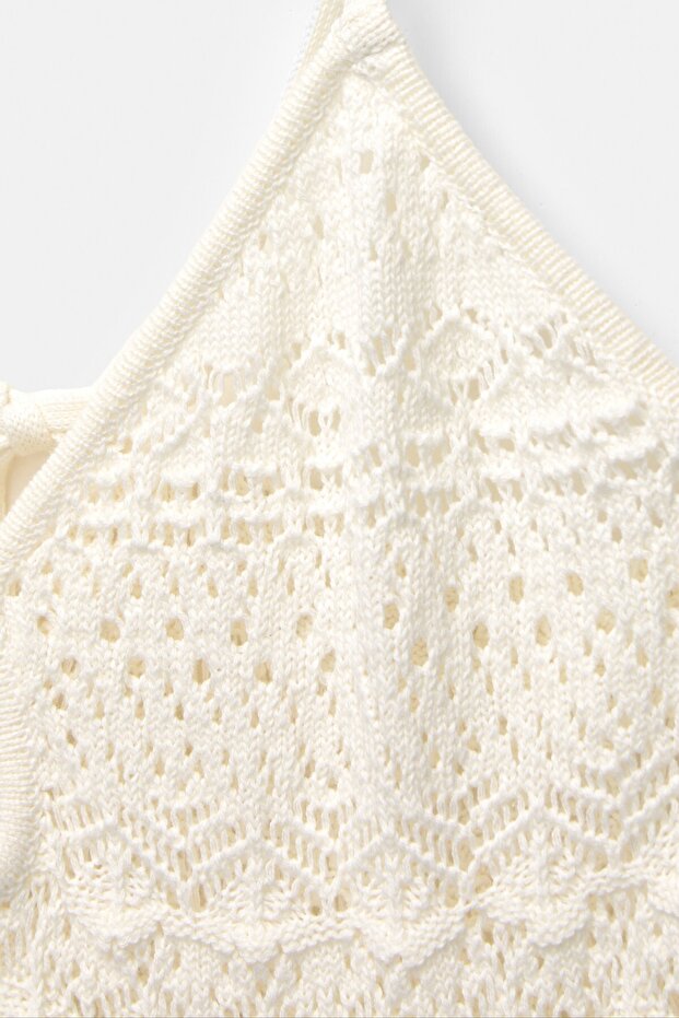 Askılı midi kroşe elbise - 7