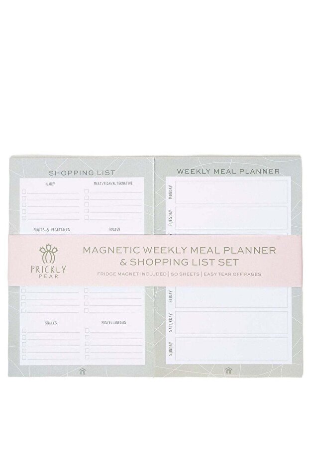 Weekly Meal Planner & Shopping List With Magnetic Panel On The Back