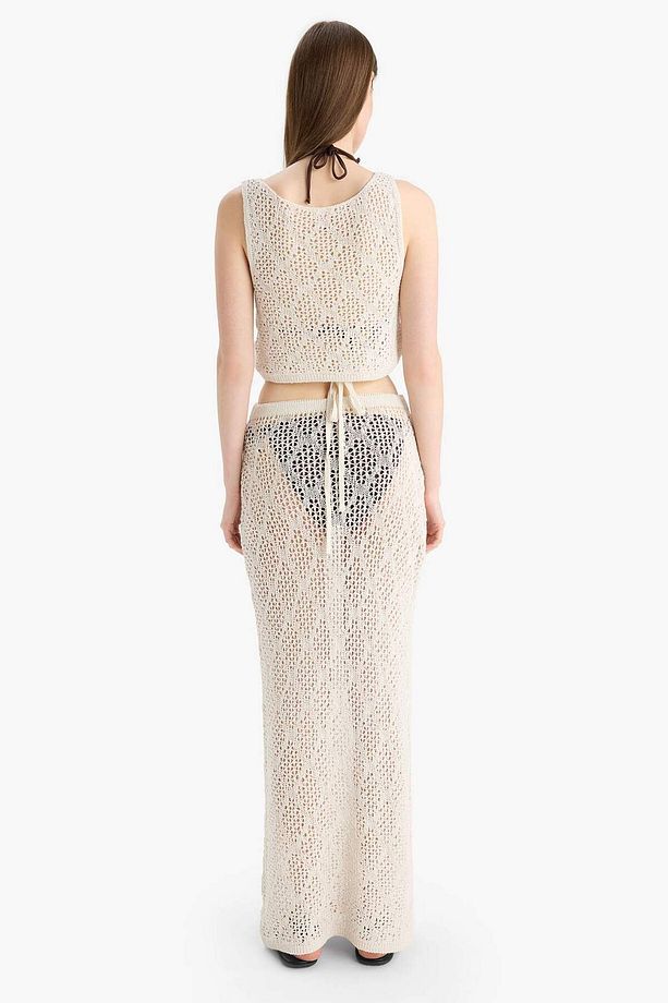 Regular Fit Ajurlu Triko Maxi Plaj Eteği-Fall in Love B6888AX25SP - 8