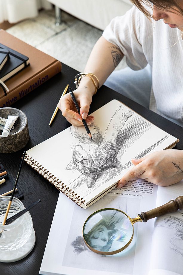 A4 Siyah Kraft Kapak 60 Yaprak 140 Gr. Perforajlı Eskiz Defteri - Sketch Book - 6