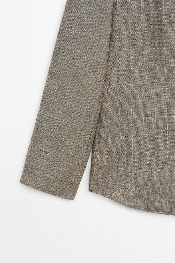 Hafif kareli pamuklu blazer - 5