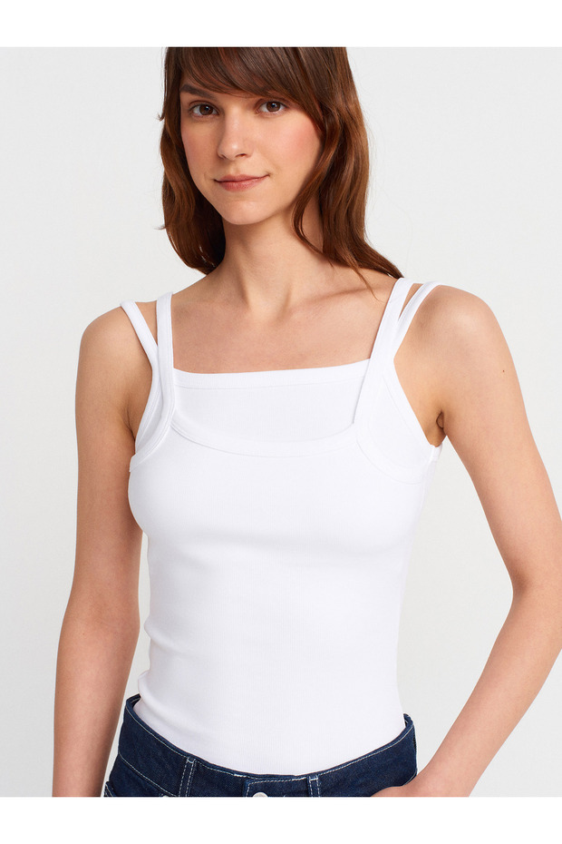 21105 Double Strap Undershirt-White - 3