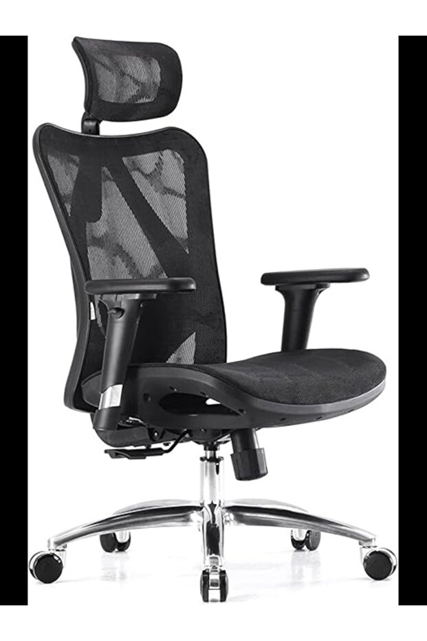 M57 Medium Back Ergonomic Mesh Chair With 3d Arm Rests And Lumbar Support - Black