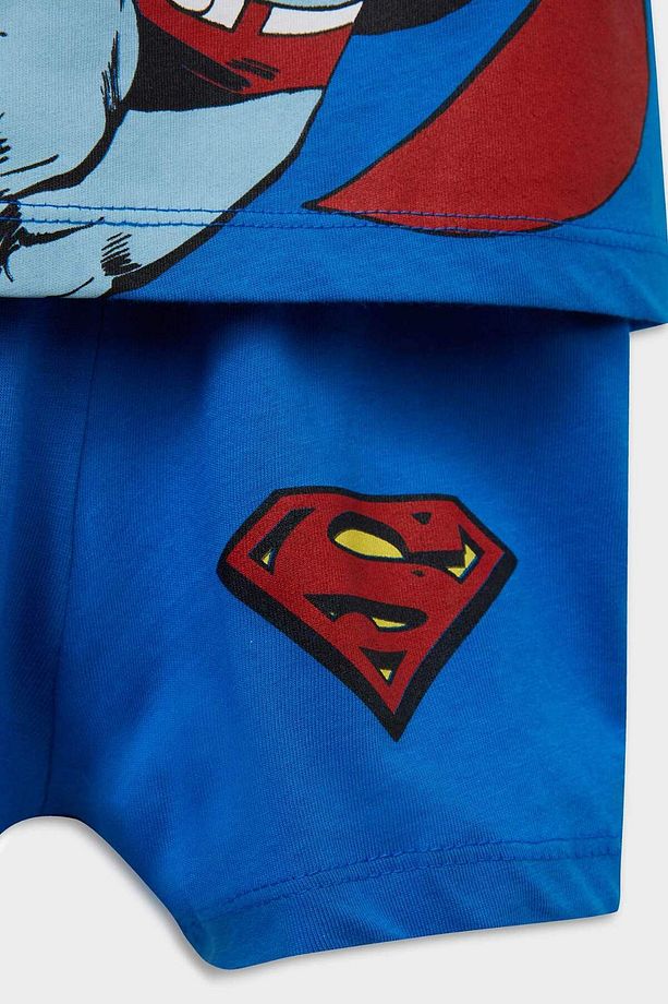 Erkek Bebek Superman Pijama Takımı Kısa Kollu Penye Üst Beli Lastikli Şort E1189a525hs - 4