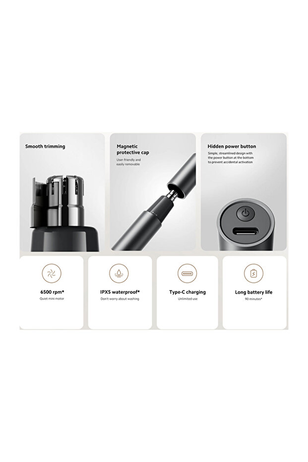 Nose Hair Trimmer Smooth Trimming BHR8997GL - Black - 8