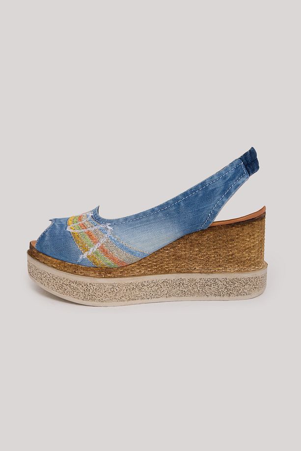 JEANOLOG KOT SANDALET SLIP-ON HASIR DESENLİ TABAN NAKIŞ DETAYLI DERİ İÇ TABAN - 4
