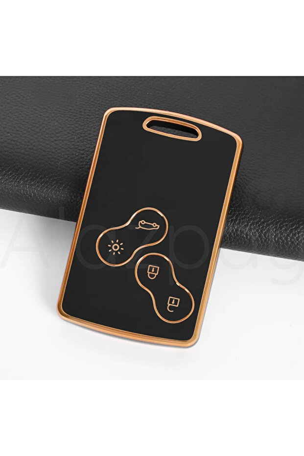 Renault Clio Megane Captur Koleos Fluence Laguna Key Case (Black Gold - 1 Piece)