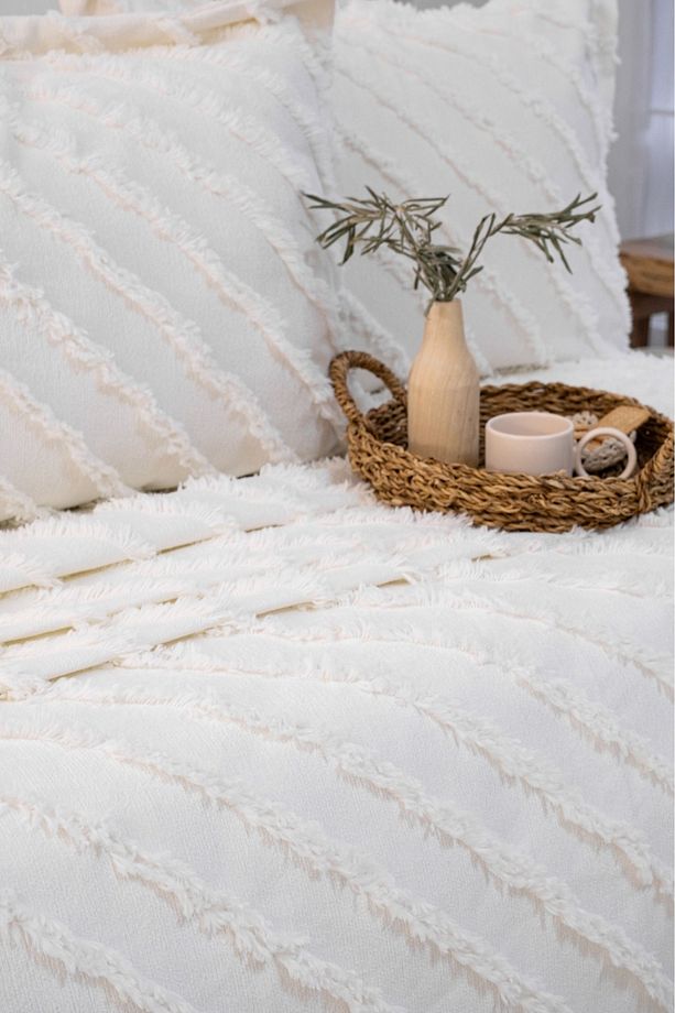 Vitelli Tek Kişilik Püsküllü Yatak Örtüsü 180 x 250 Tek Yastık Single - 3
