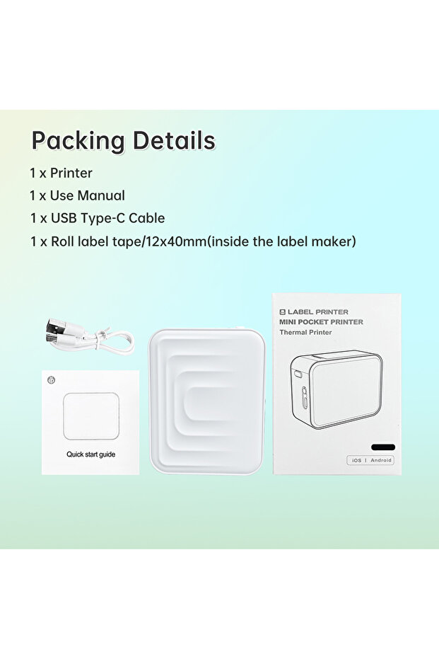 صانع ملصقات صغير، آلة صنع ملصقات بلوتوث مع شريط، ملصقات مقاومة للماء مع ملصقات متعددة - 5