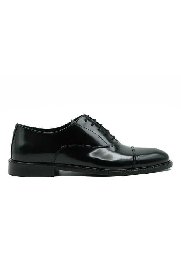 Genuine Leather Black Oxford Men's Shoes with Laces - K039