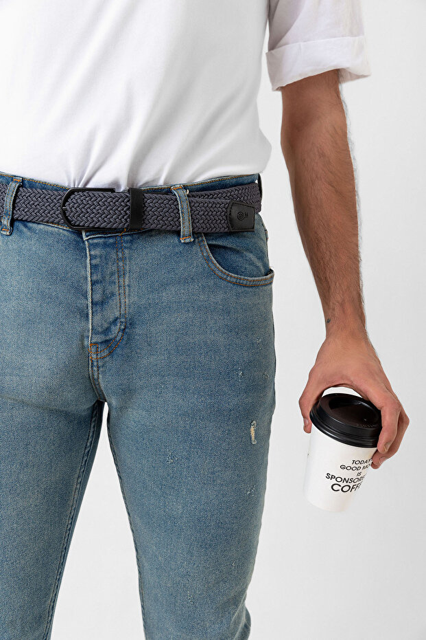 Elastik Örgü Unisex Kemer Antrasit - 3