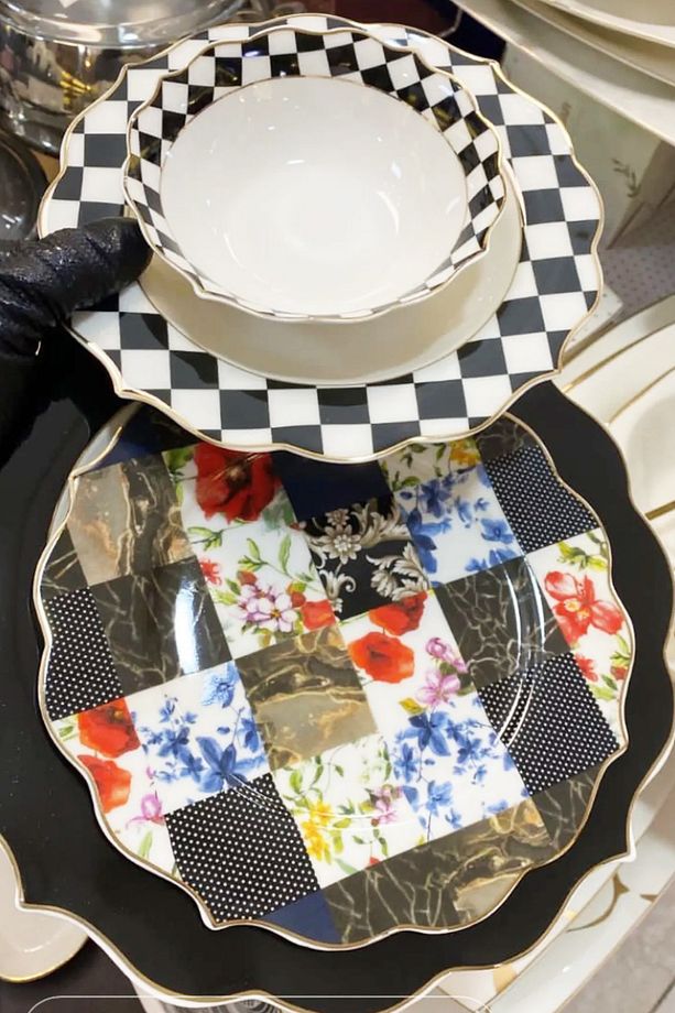 Noirpatch 24 Parça Yaldız Süslemeli Bone China 6 Kişilik Sofra Yemek Takımı - 3