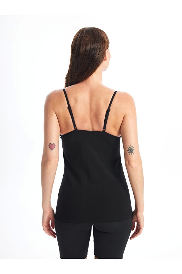 LCW DREAM Siyah Kalp Yaka Askılı Kadın Kuplu Atlet - 4