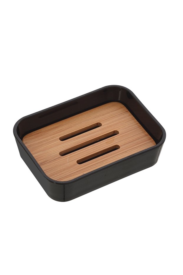 Soap Dish, Bamboo, Black