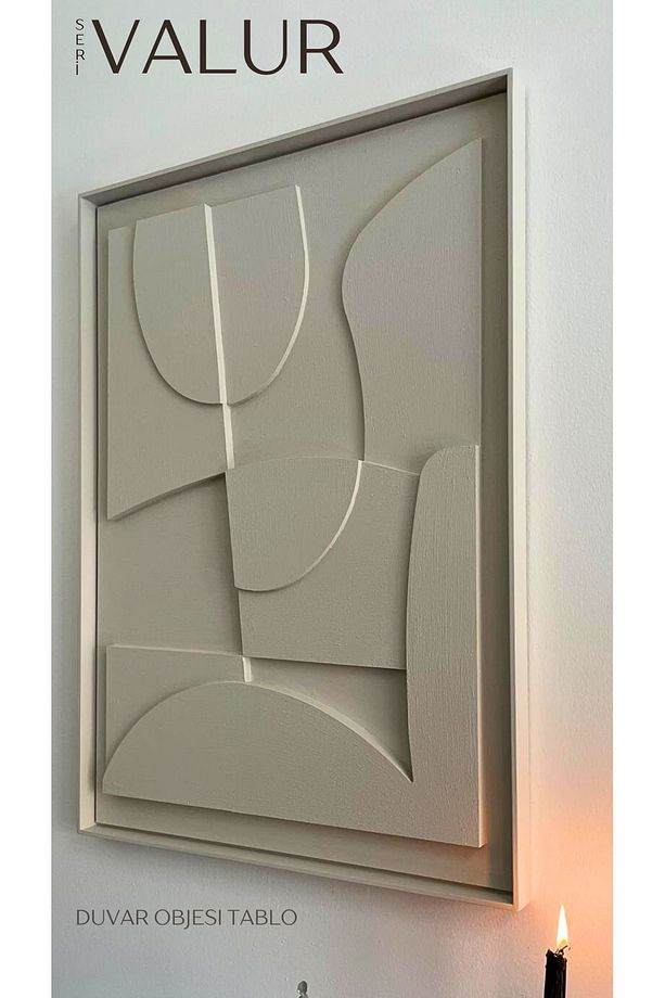 İskandinav Modern Soyut 3d Duvar Objesi Dokulu El Yapımı Minimalist Bohem Tablo - 4