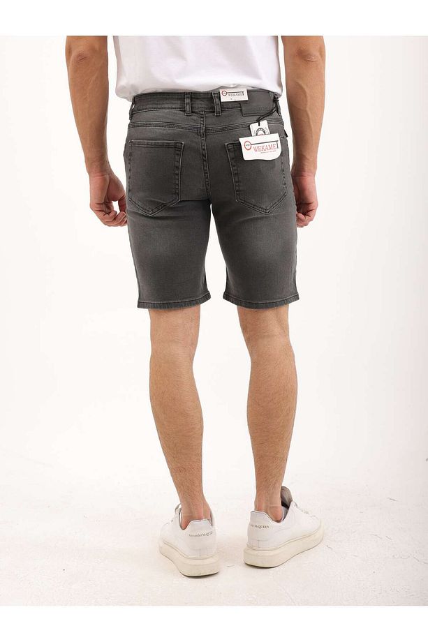 Erkek Regular Fit Asit Yıkama Kot şort - 3