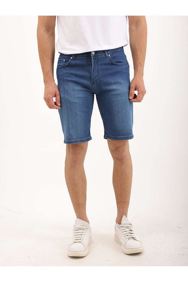 Erkek Regular Fit Asit Yıkama Kot şort - 6