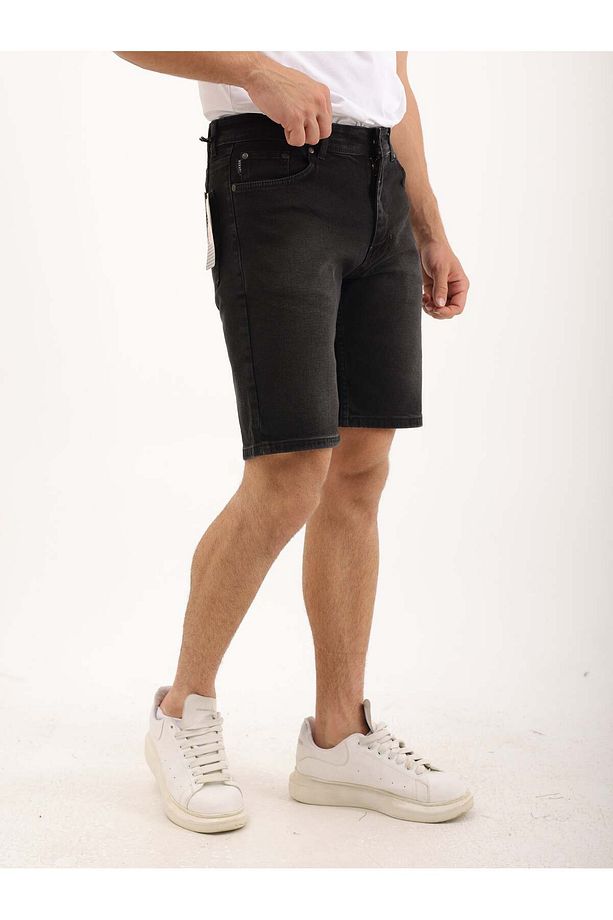Erkek Regular Fit Asit Yıkama Kot şort - 5