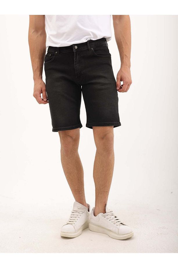 Erkek Regular Fit Asit Yıkama Kot şort - 6