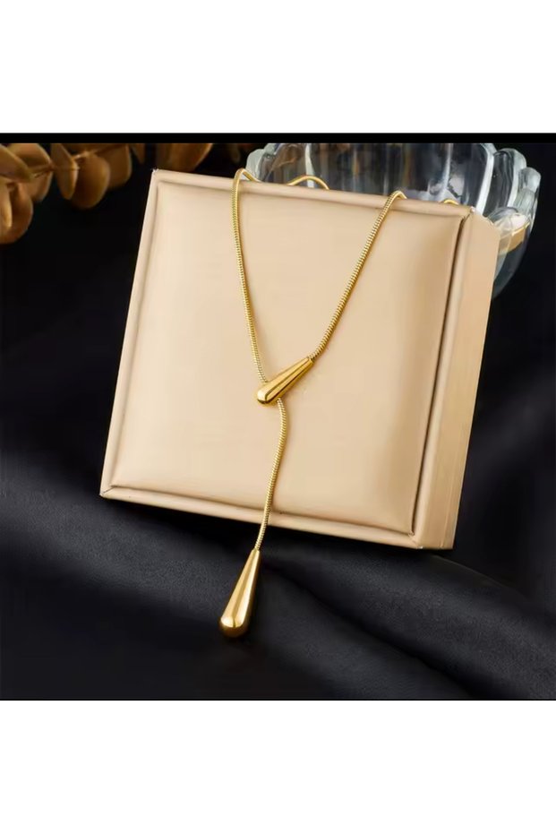 Drop Women's Necklace 316 Stainless Steel Gold Color