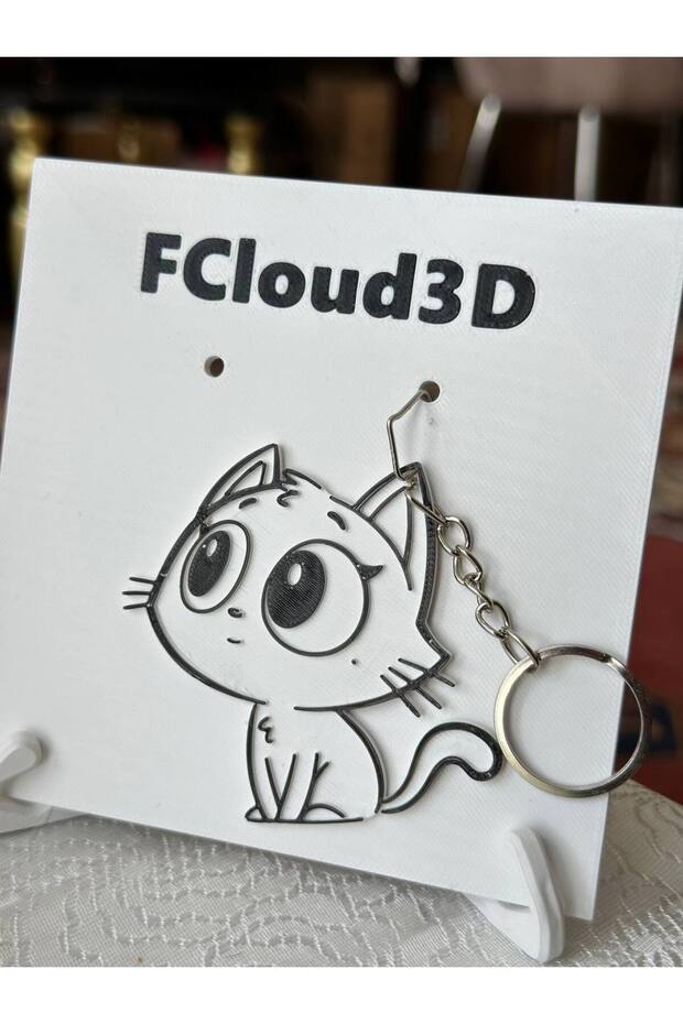 سلسلة مفاتيح على شكل قطة نموذج سحابة - 3