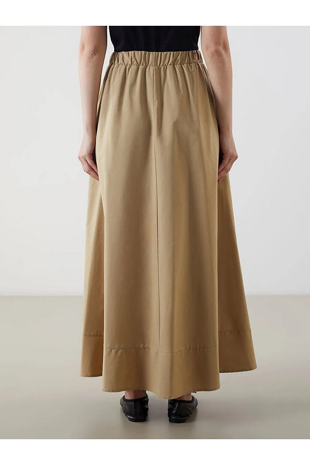 LCW Modest Beli Lastikli Poplin Kloş Etek - 4