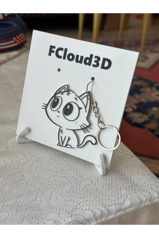 سلسلة مفاتيح على شكل قطة نموذج سحابة - 4