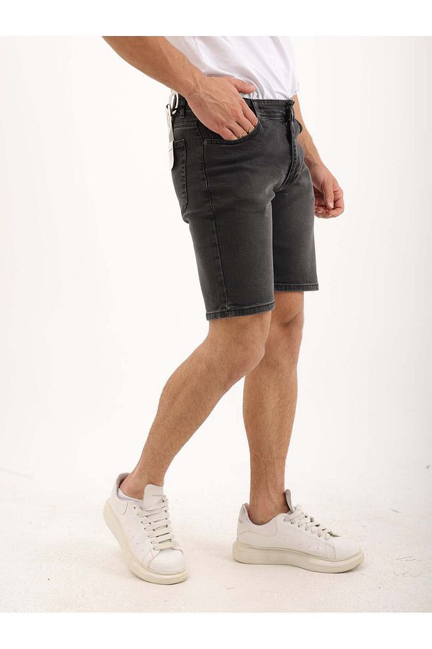 Erkek Regular Fit Asit Yıkama Kot şort - 6