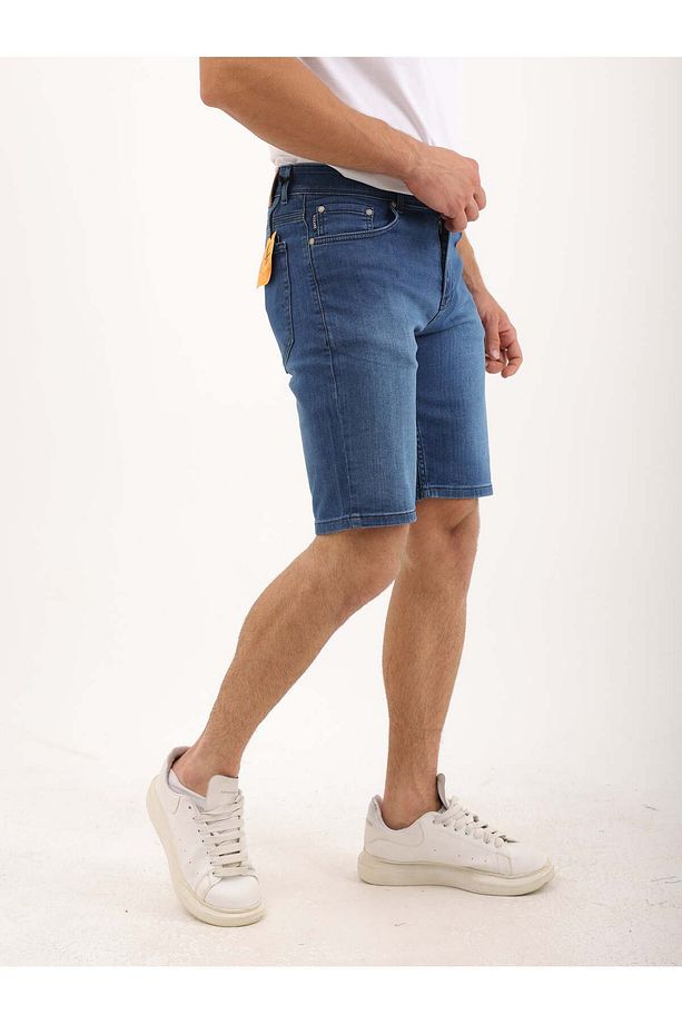 Erkek Regular Fit Asit Yıkama Kot şort - 5