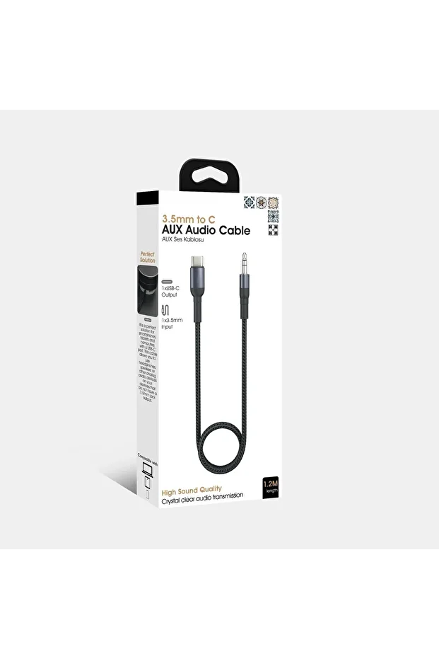 3.5 mm to Type-C Ses Aktarma Kablo Dönüştürücü 1.2 MT Aux Type-C Ses Kablosu - 1
