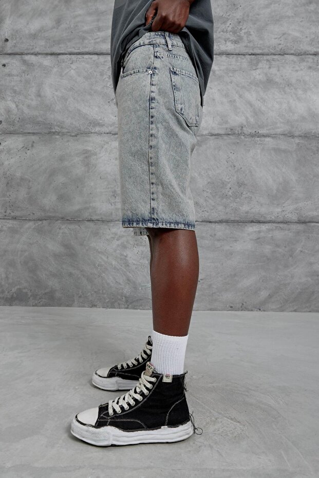 شورت جينز رمادي Mb كبير الحجم - 3