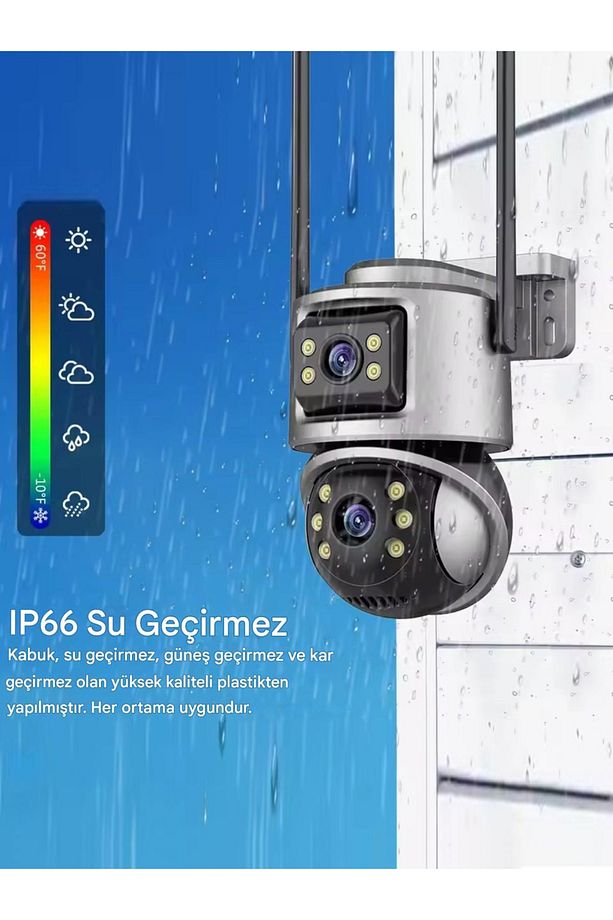 360° Wifi Ip 4K 8MP Güvenlik Kamera 2Lensli Gece Görüşlü Sensörlü Harekete Duyarlı camera CMR61 - 2