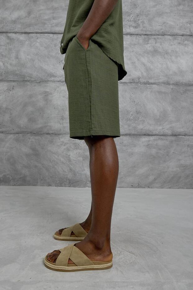 شورت موسلين أساسي باللون الأخضر - 4