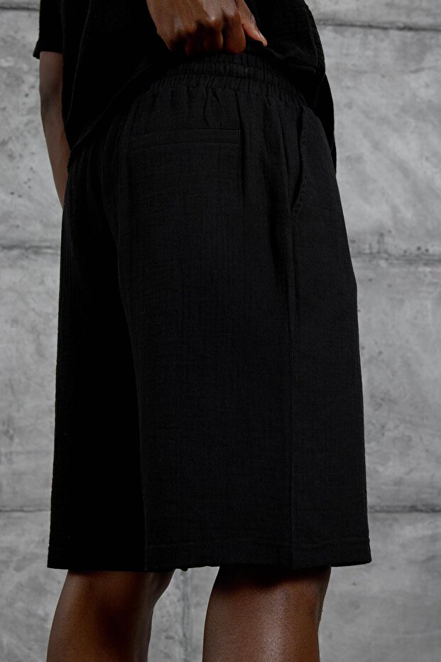 Μαύρο σορτς Muslin Basic - 6