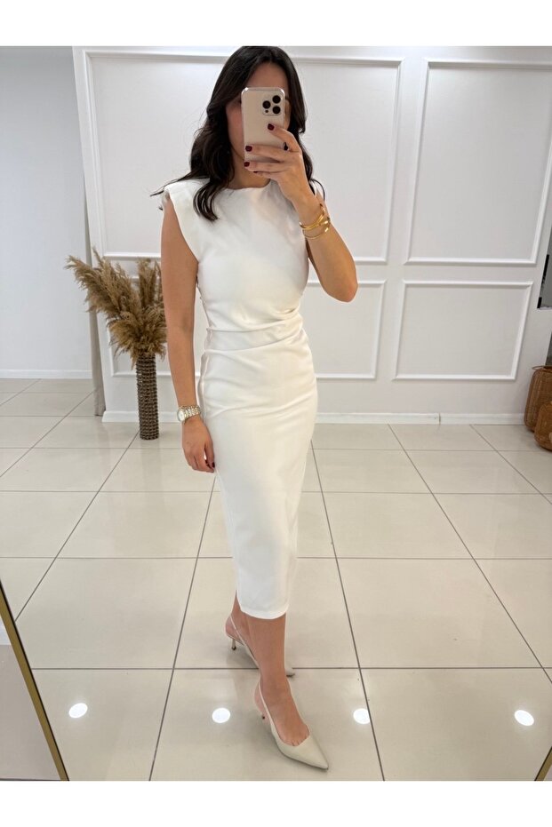 Drape Detaylı Elbise - 3