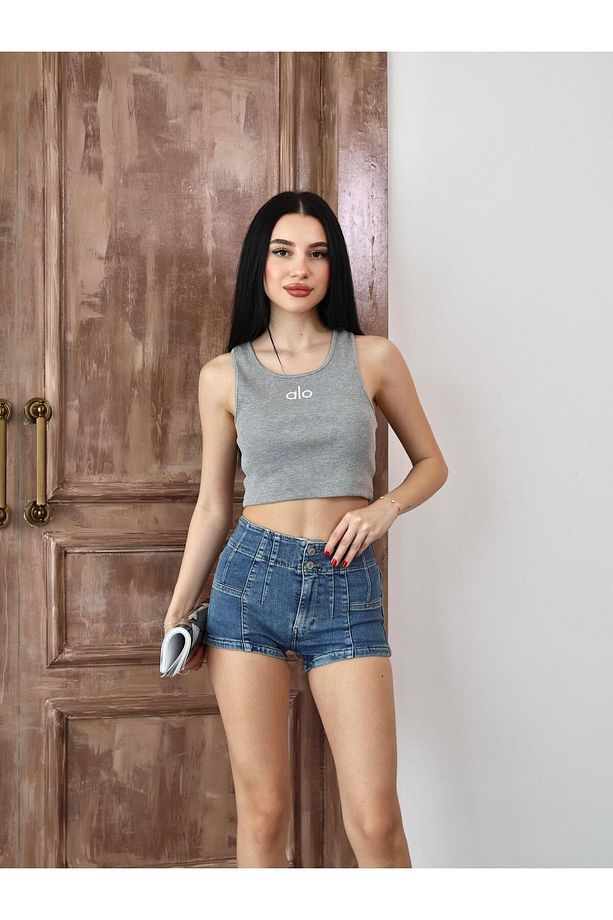 Dikiş detaylı Mini Denim Şort - 6