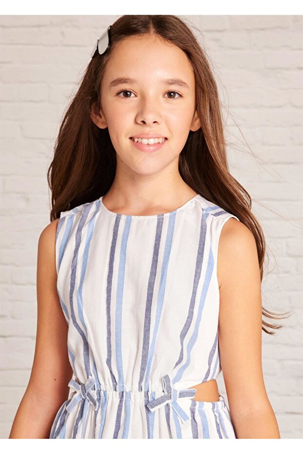 Girl's Striped Dress White 6982