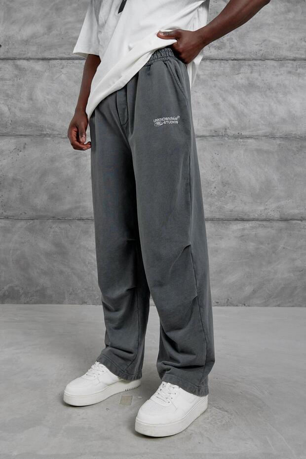 Füme Arka Cebi Unknown Yazılı Eşofman Altı - 1