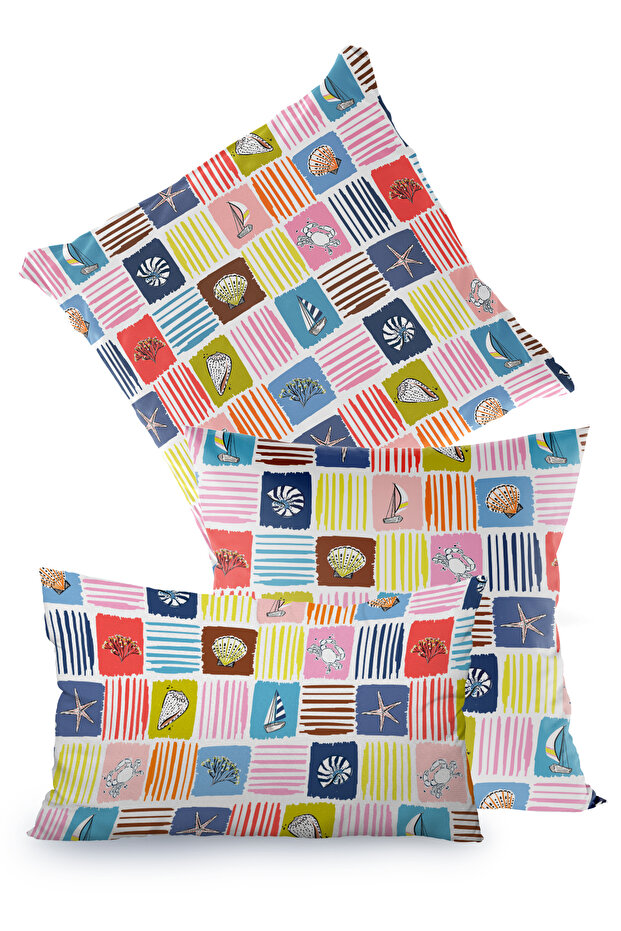 غطاء وسادة منقوش بحري متعدد الألوان - 2