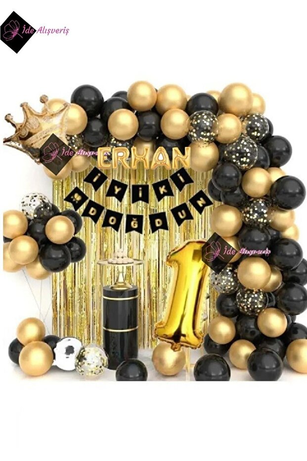 5 Letter Name King Crowned 1 Year Old Balloon Balloon Chain Birthday Set Happy Birthday